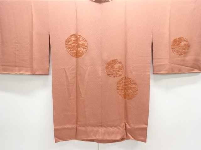JAPANESE KIMONO / UNUSED MICHIYUKI COAT / SAGARA KNOT / WOVEN TEMPLE SCENERY